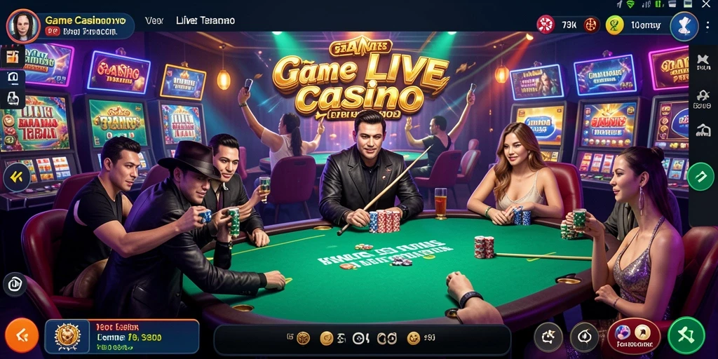 Screenshot 73K menampilkan dealer live dan permainan kasino yang menarik.