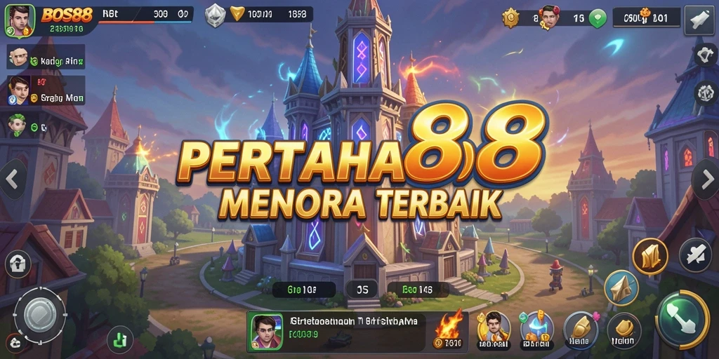 Tangkapan layar BOS88 menunjukkan aksi seru pertahanan menara yang menantang.