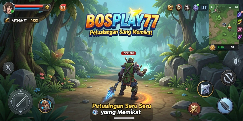 Screenshot gameplay BOSPLAY77 menampilkan petualangan yang mendebarkan.