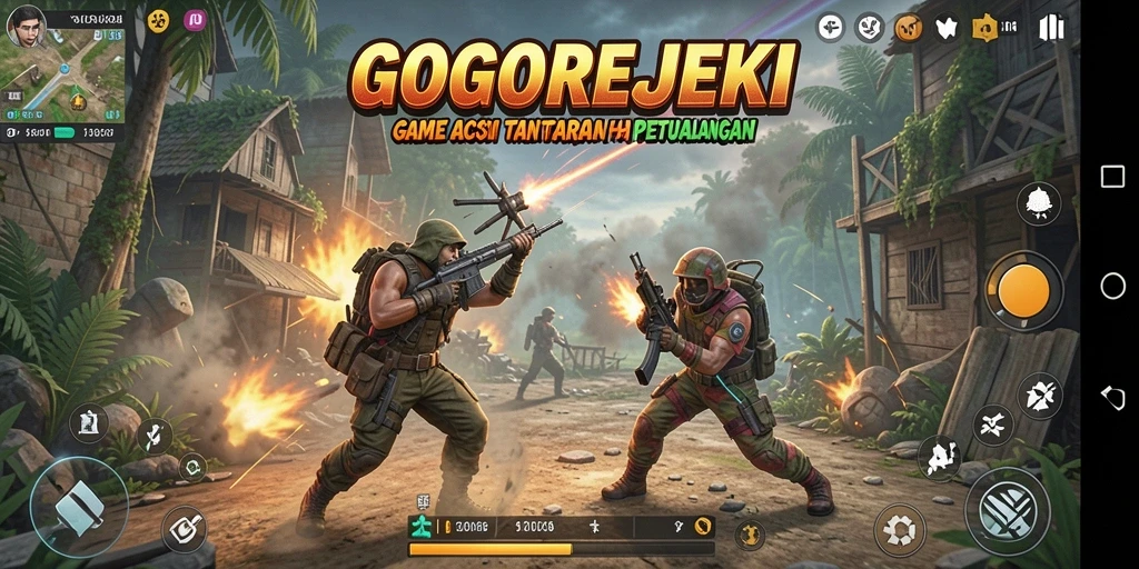 Tangkapan layar GOGOREJEKI menunjukkan aksi seru pemain melawan musuh.