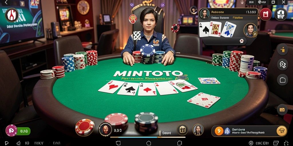 Tampilan gameplay MINTOTO dengan suasana Poker yang mendebarkan.