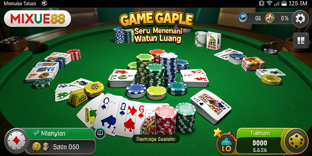 Tampilan gameplay MIXUE88 dengan suasana Gaple yang seru.