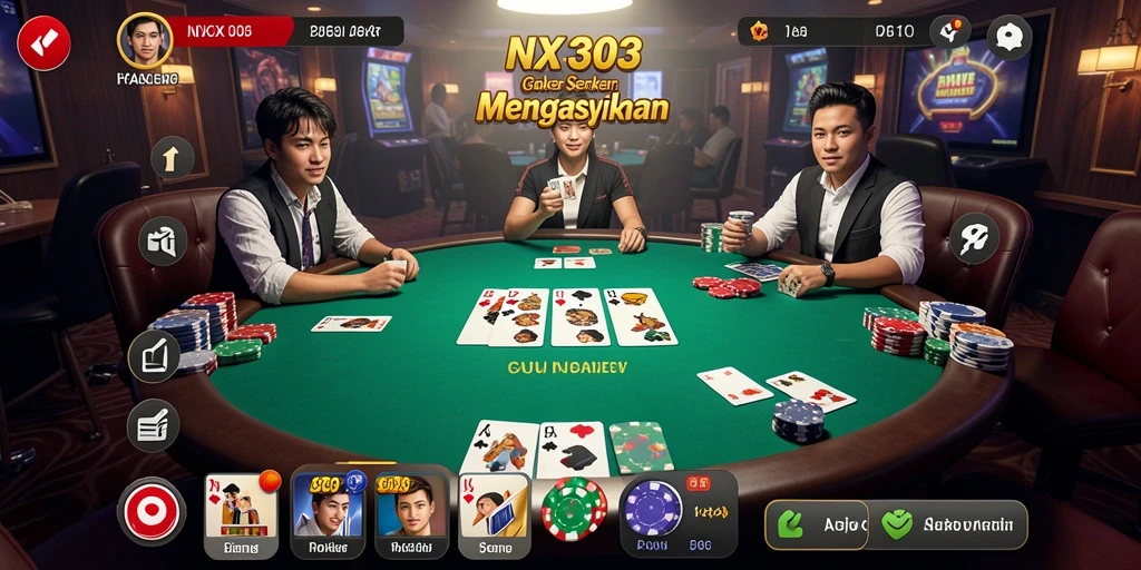 Screenshot gameplay NX303 yang mendebarkan saat bermain Poker.