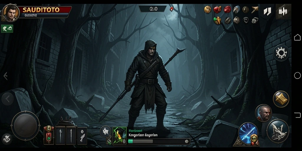 Screenshot menampilkan suasana gameplay yang mencekam dan menyeramkan.