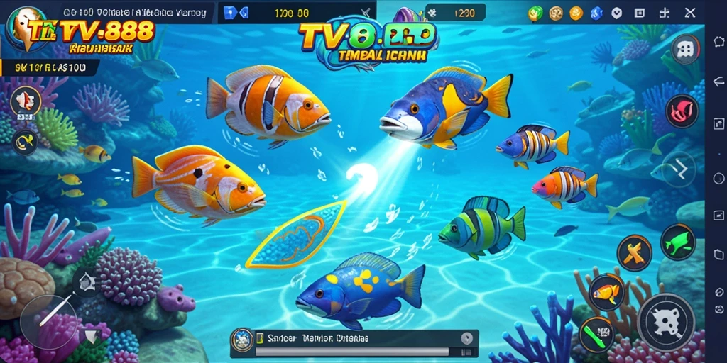 Tampilan gameplay seru dalam permainan Tembak Ikan TV888.